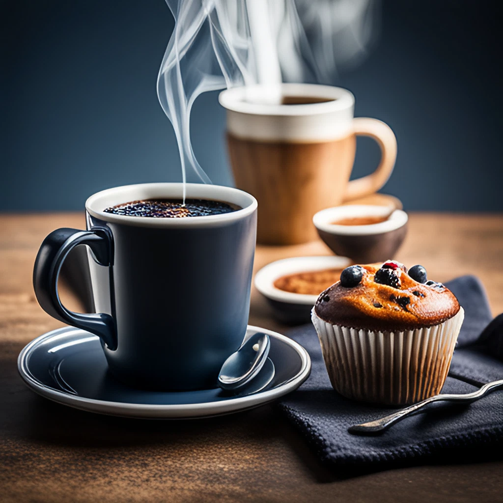 drip coffee and blueberry muffin