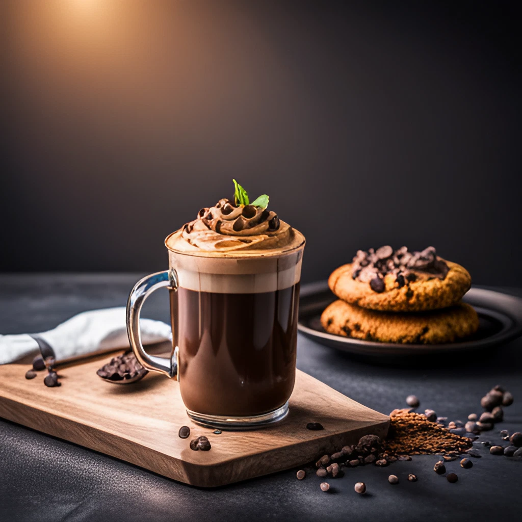 mocha and chocolate chip cookie