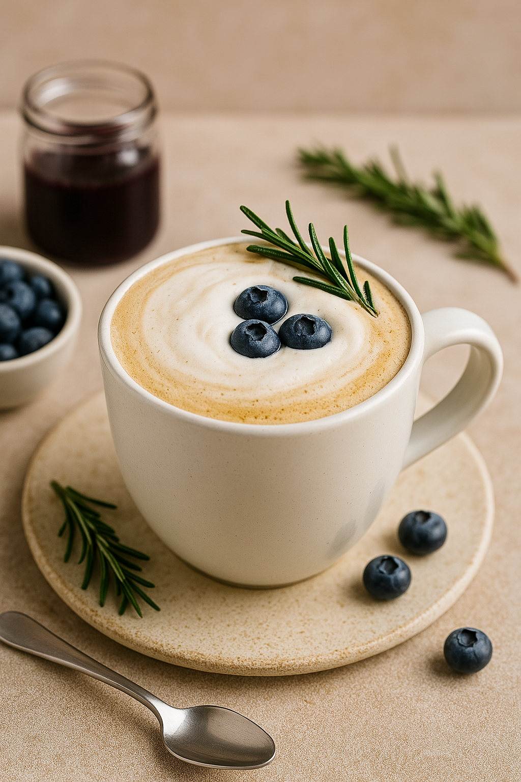 blueberry rosemary latte