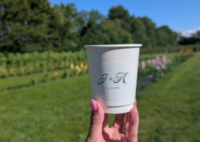 coffee at farm wedding venue in Indiana