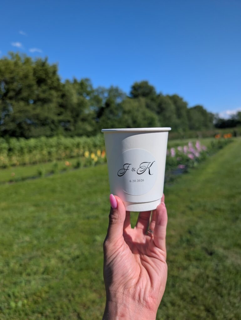 coffee at farm wedding venue in Indiana